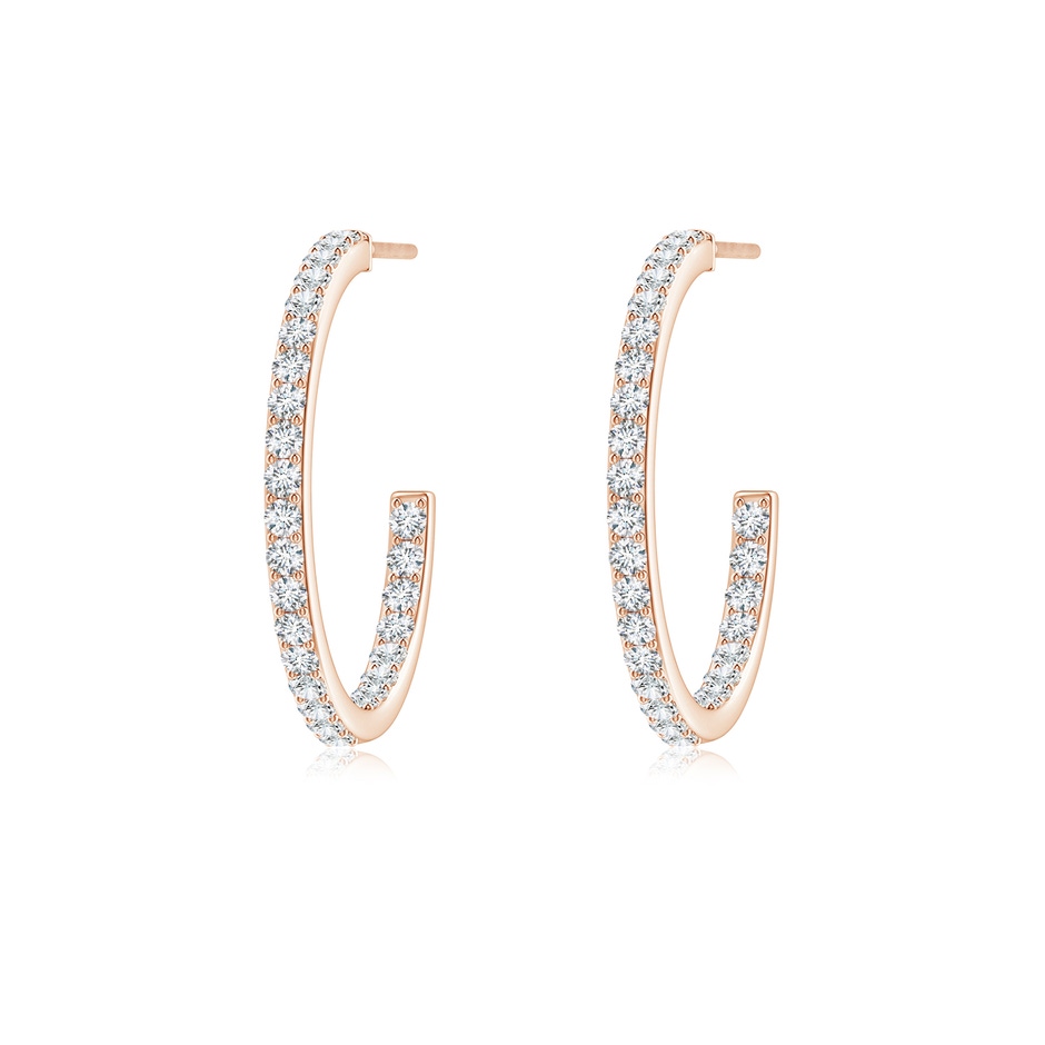 1.5mm GVS2 Inside-Out Single Line Diamond Hoop Earrings in Rose Gold 