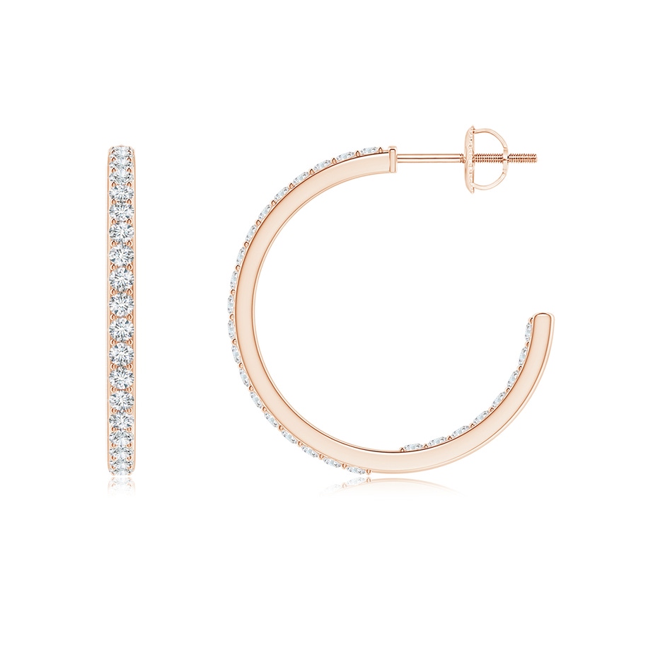 1.5mm GVS2 Inside-Out Single Line Diamond Hoop Earrings in Rose Gold side 1