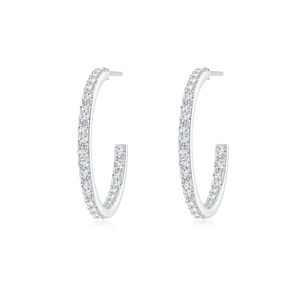 1.5mm GVS2 Inside-Out Single Line Diamond Hoop Earrings in White Gold