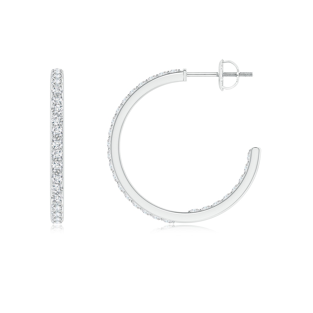 1.5mm GVS2 Inside-Out Single Line Diamond Hoop Earrings in White Gold - side 1