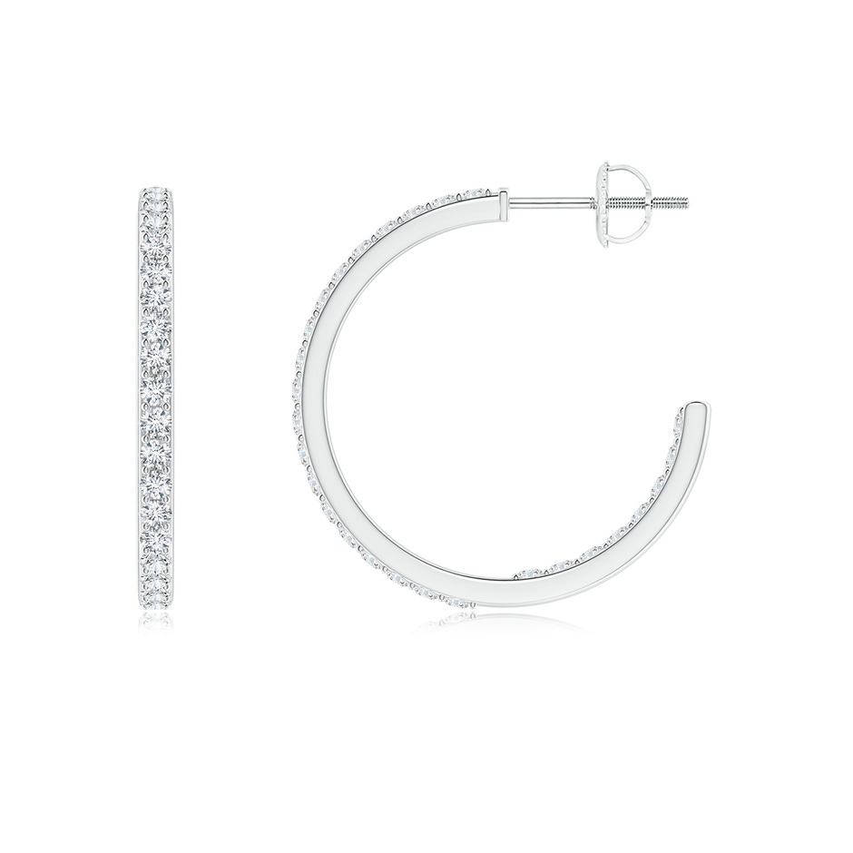 1.5mm GVS2 Inside-Out Single Line Diamond Hoop Earrings in White Gold side 1