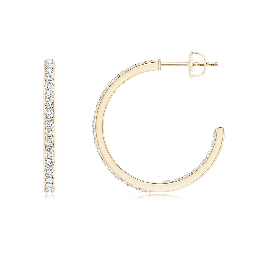 1.5mm GVS2 Inside-Out Single Line Diamond Hoop Earrings in Yellow Gold side 1