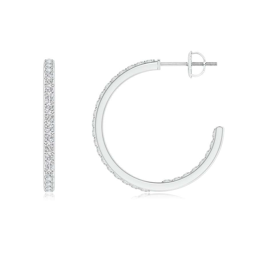 1.5mm HSI2 Inside-Out Single Line Diamond Hoop Earrings in White Gold side 1