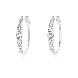 3.3mm GVS2 Graduated Diamond Hoop Earrings in P950 Platinum