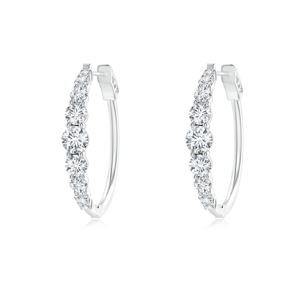 3.3mm GVS2 Graduated Diamond Hoop Earrings in White Gold