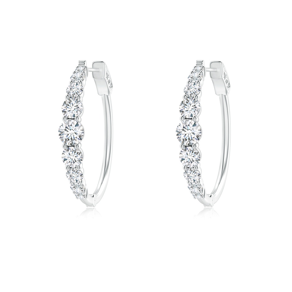 3.3mm GVS2 Graduated Diamond Hoop Earrings in White Gold 