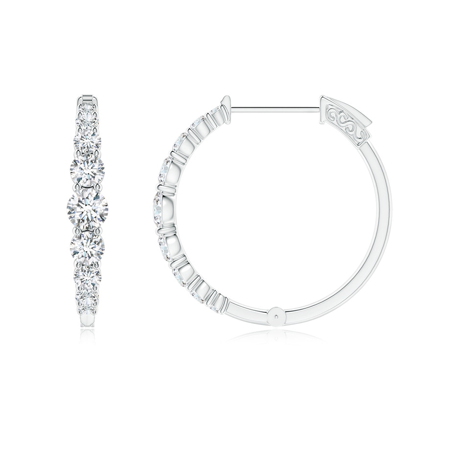 3.3mm GVS2 Graduated Diamond Hoop Earrings in White Gold side-1