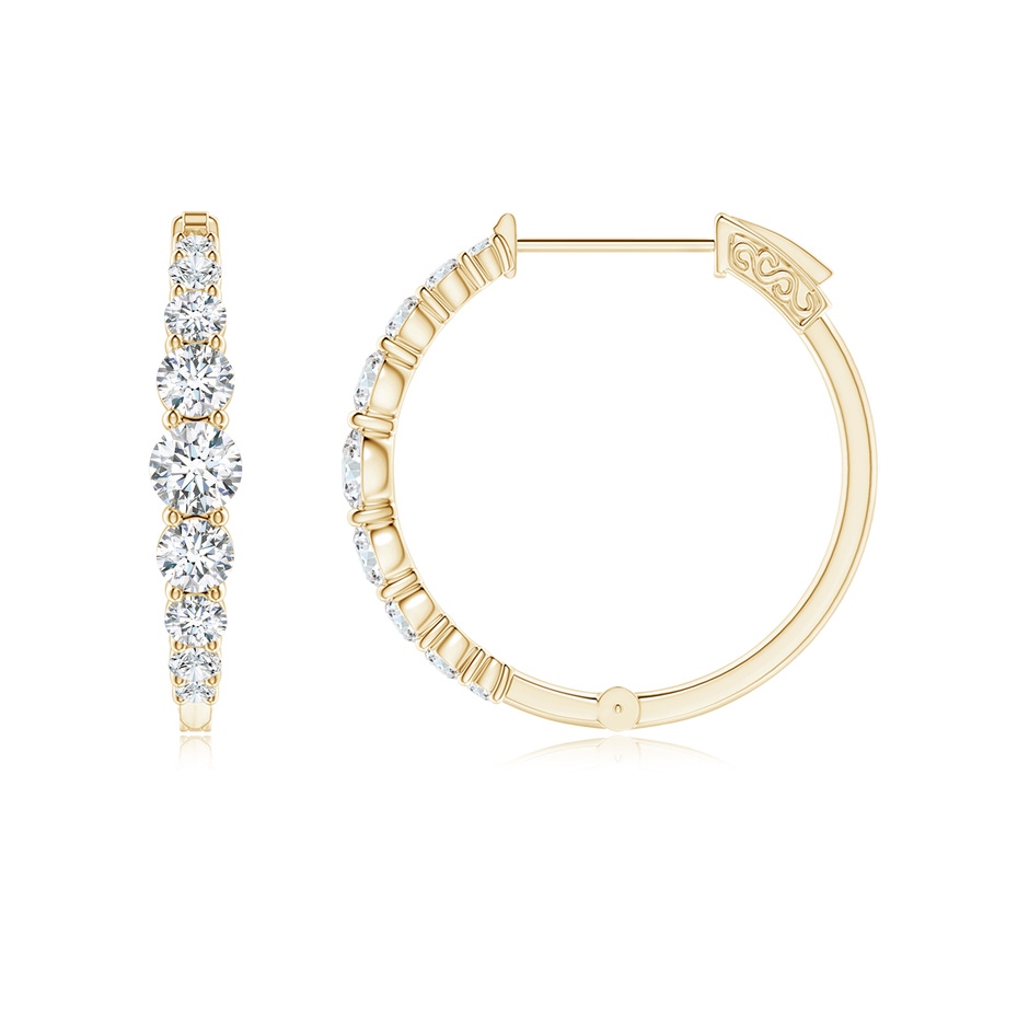 3.3mm GVS2 Graduated Diamond Hoop Earrings in Yellow Gold side-1