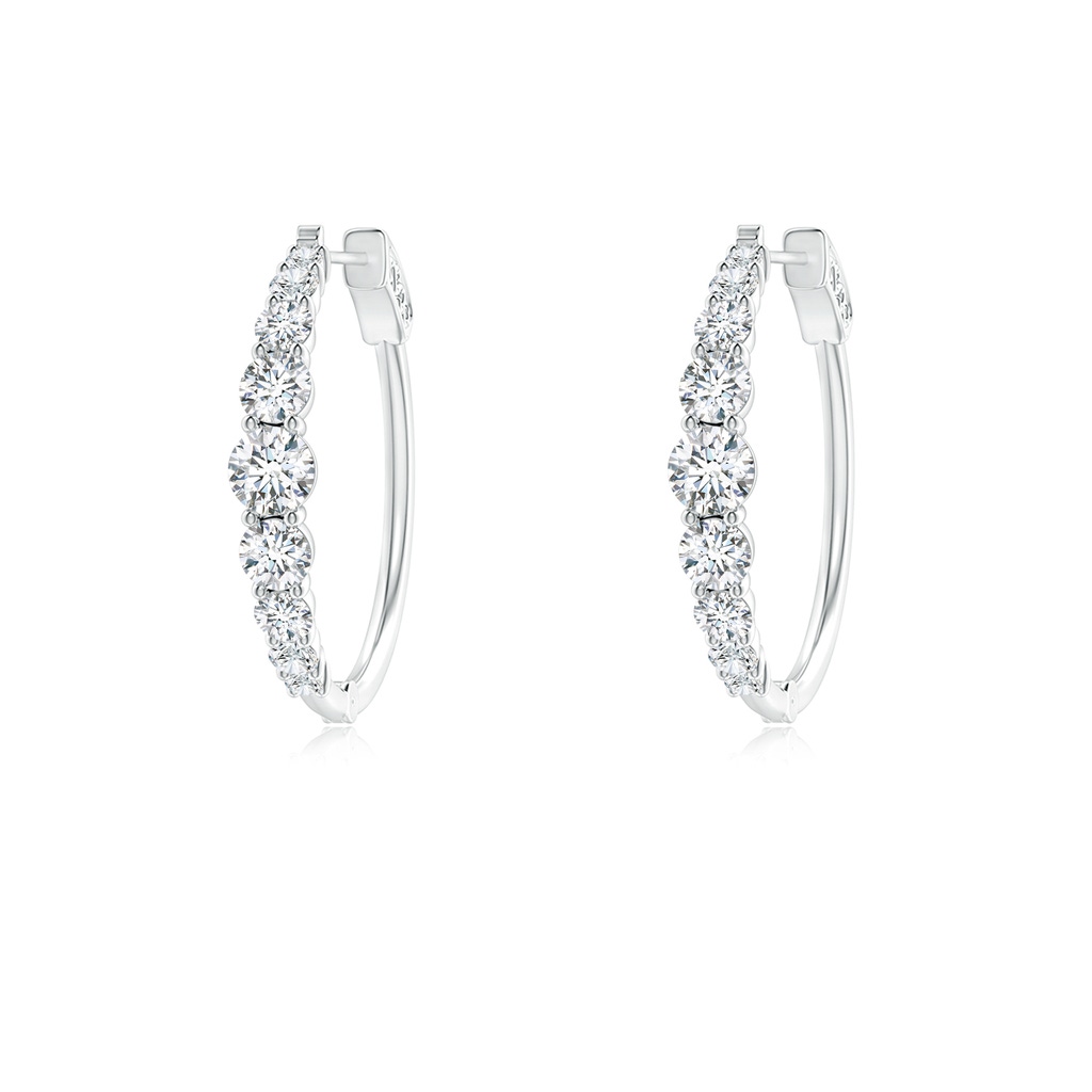 3mm GVS2 Graduated Diamond Hoop Earrings in P950 Platinum