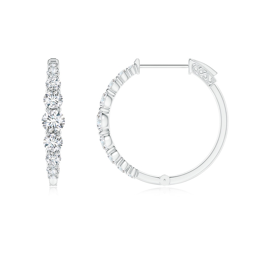 3mm GVS2 Graduated Diamond Hoop Earrings in P950 Platinum side-1