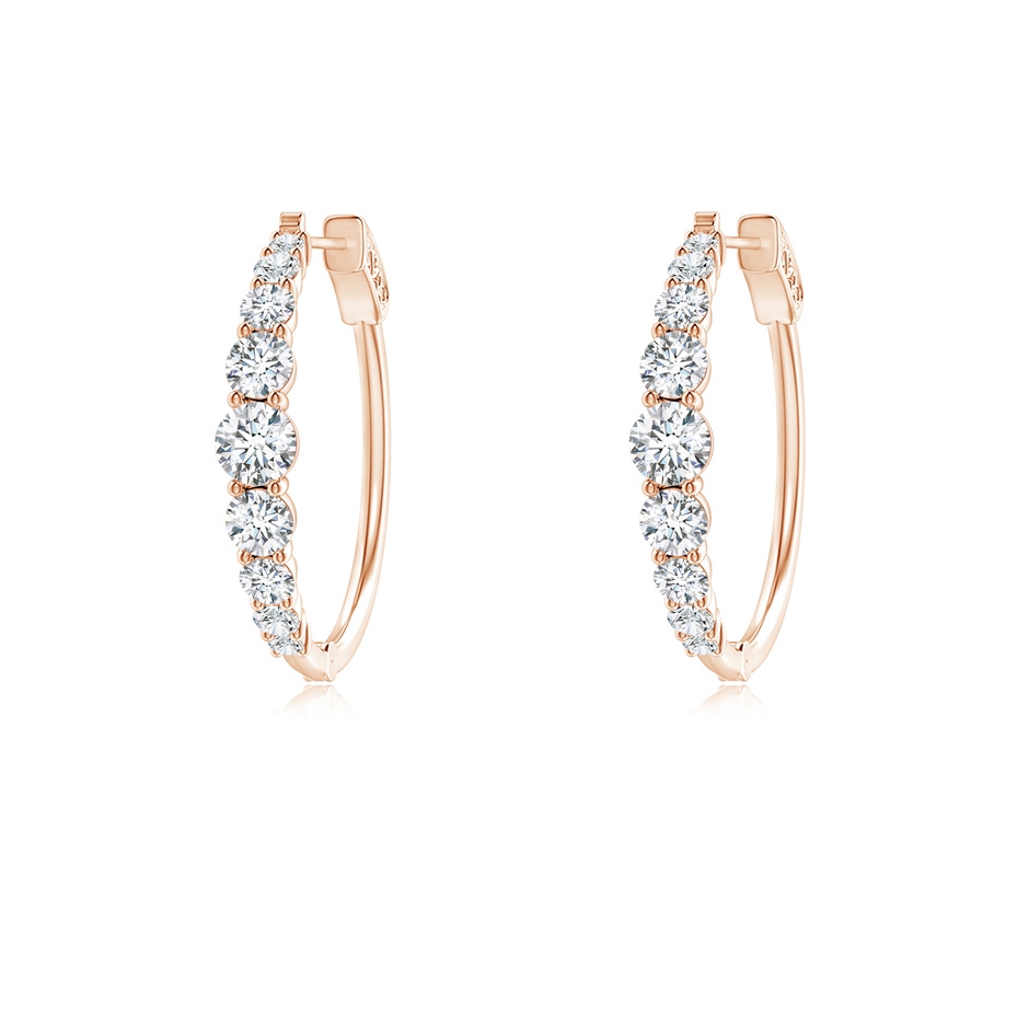 3mm GVS2 Graduated Diamond Hoop Earrings in Rose Gold 