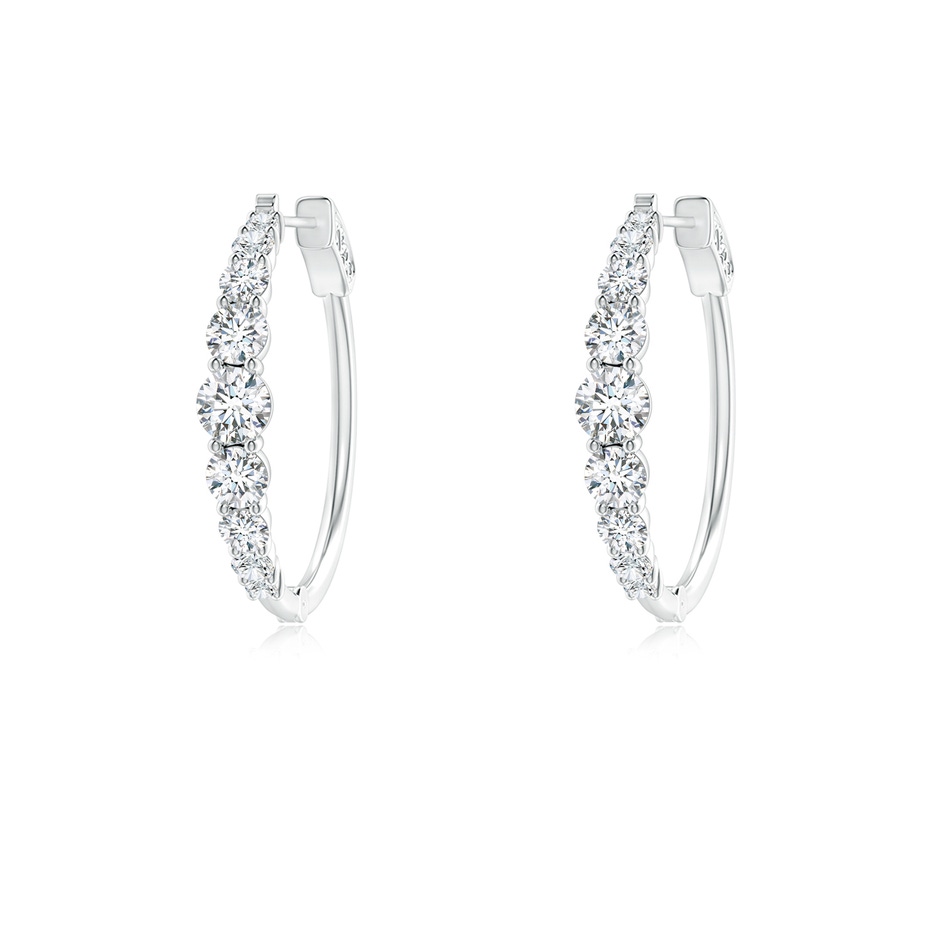 3mm GVS2 Graduated Diamond Hoop Earrings in White Gold 