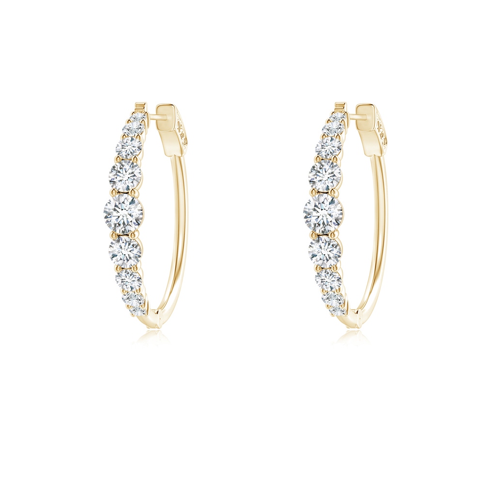3mm GVS2 Graduated Diamond Hoop Earrings in Yellow Gold