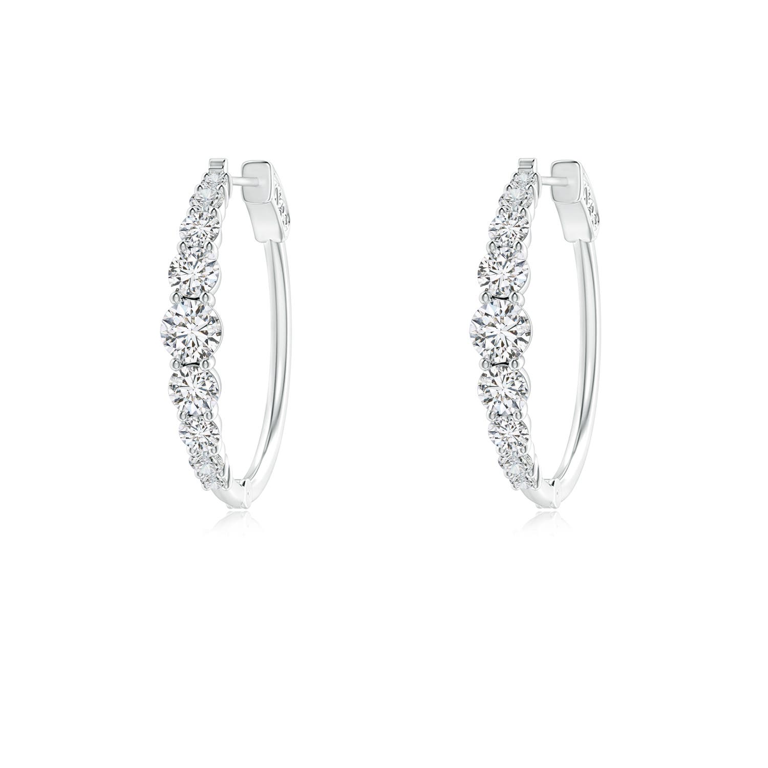 3mm HSI2 Graduated Diamond Hoop Earrings in P950 Platinum