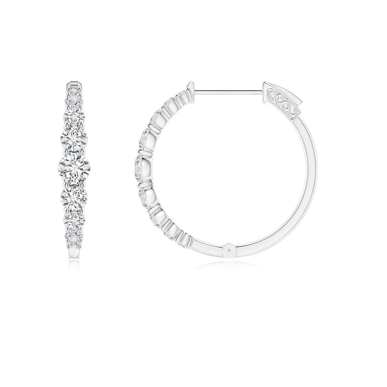 Graduated Prong-Set Diamond Hoop Earrings