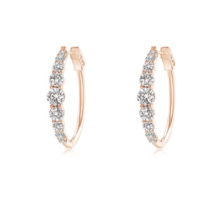 3mm IJI1I2 Graduated Diamond Hoop Earrings in 10K Rose Gold