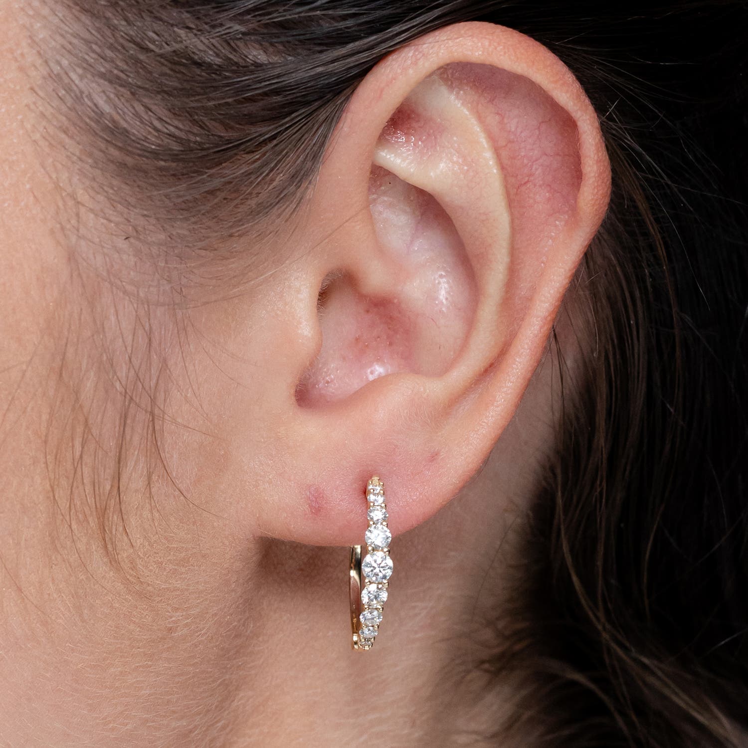 13 mm_Double Line CZ Hoop Earrings 14K Gold Plated – LAONATO