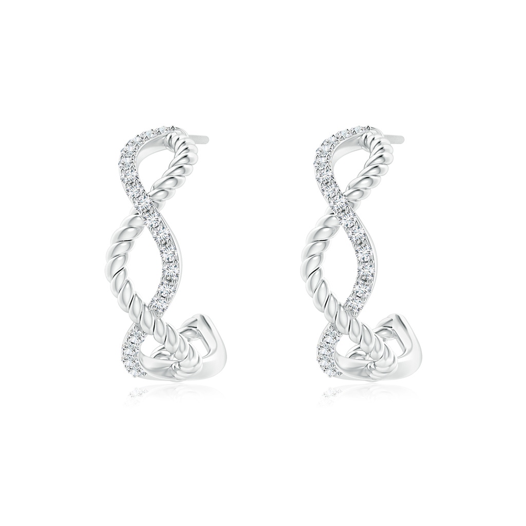 1.3mm GVS2 Criss-Cross Alternate Diamond Hoop Earrings in White Gold