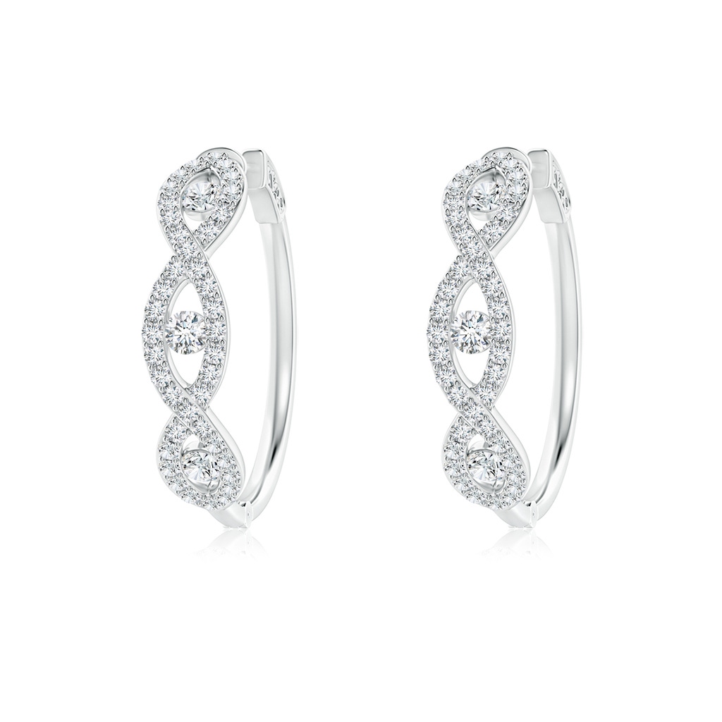 2.2mm GVS2 Channel-Set Diamond Criss-Cross Hoop Earrings in White Gold