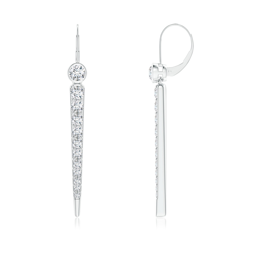 2.5mm GVS2 Bezel and Prong-Set Graduated Diamond Spike Dangle Earrings in White Gold