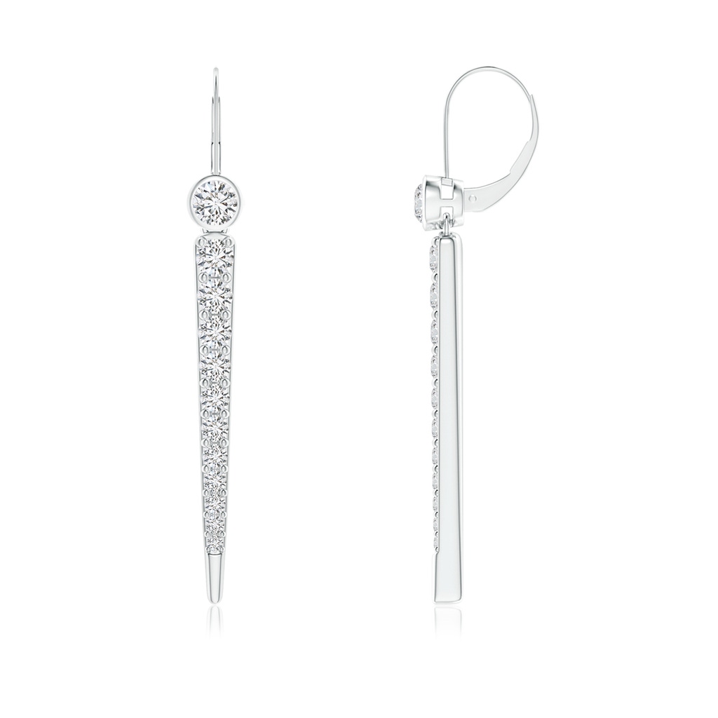 2.5mm HSI2 Bezel and Prong-Set Graduated Diamond Spike Dangle Earrings in White Gold