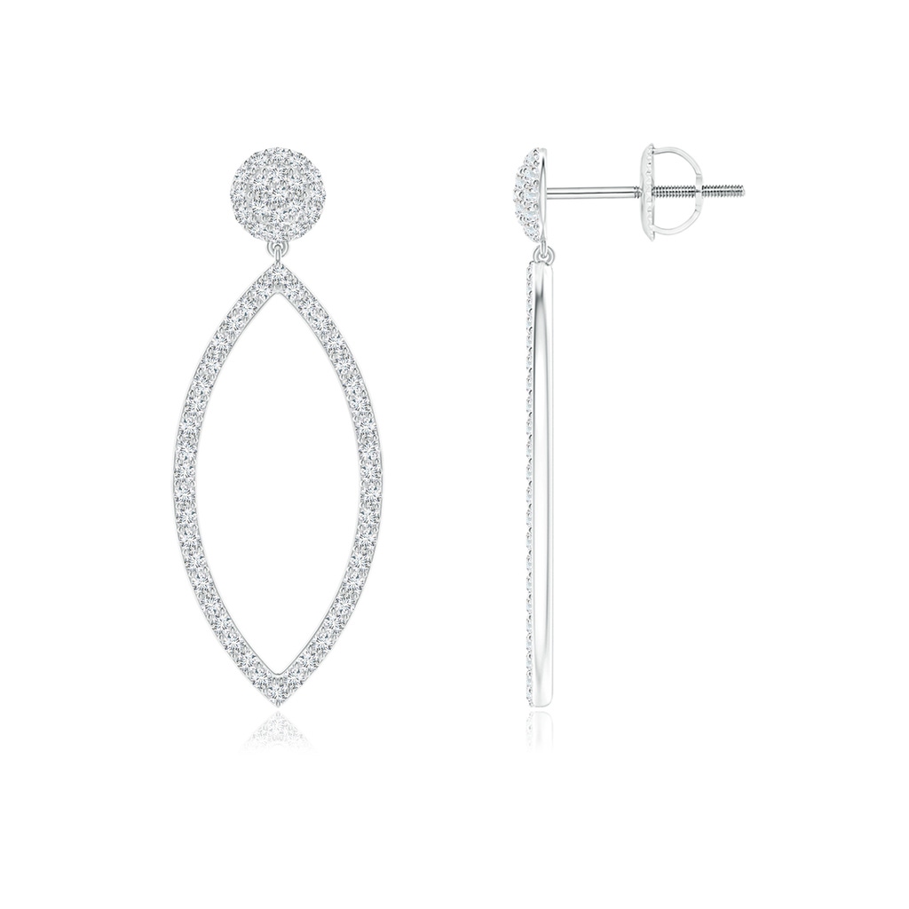 0.9mm GVS2 Prong-Set Diamond Open Marquise-Shaped Dangle Earrings in White Gold