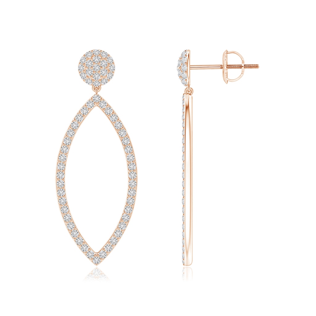 1mm HSI2 Prong-Set Diamond Open Marquise-Shaped Dangle Earrings in Rose Gold
