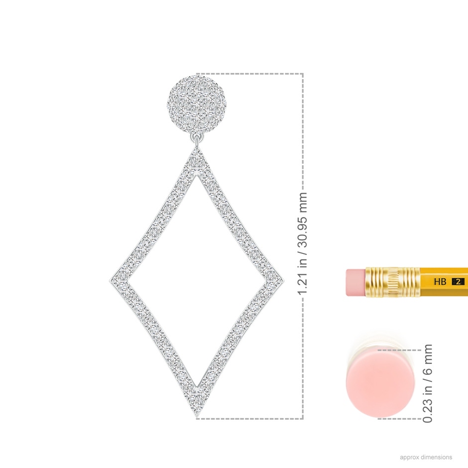 1mm HSI2 Prong-Set Diamond Kite-Shaped Dangle Earrings in White Gold ruler