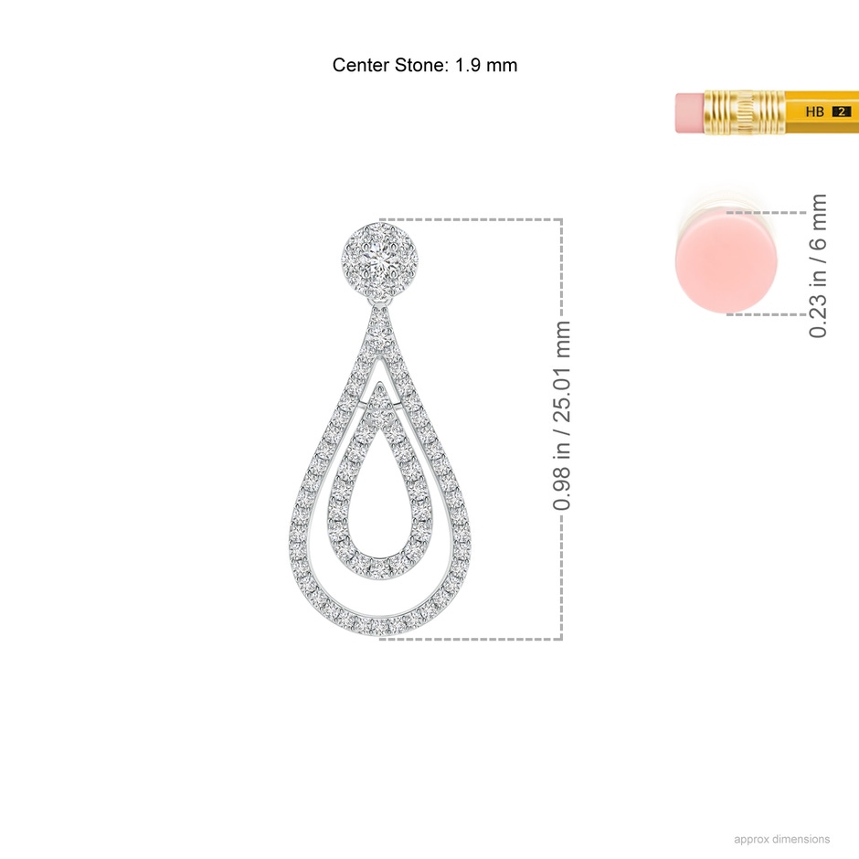 1.9mm HSI2 Diamond Double Teardrop Earrings in White Gold ruler