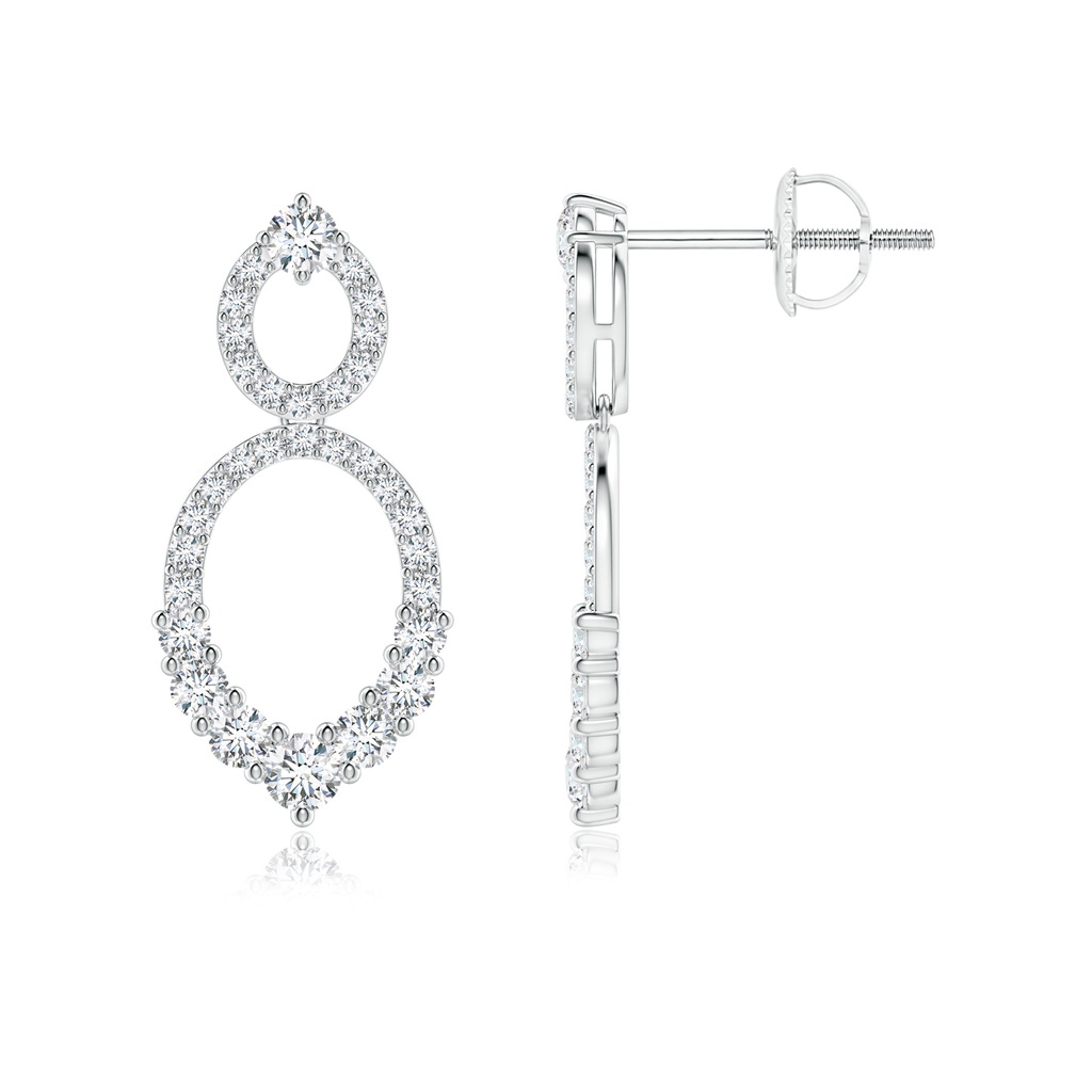 2.3mm GVS2 Double Oval Diamond Drop Earrings in White Gold