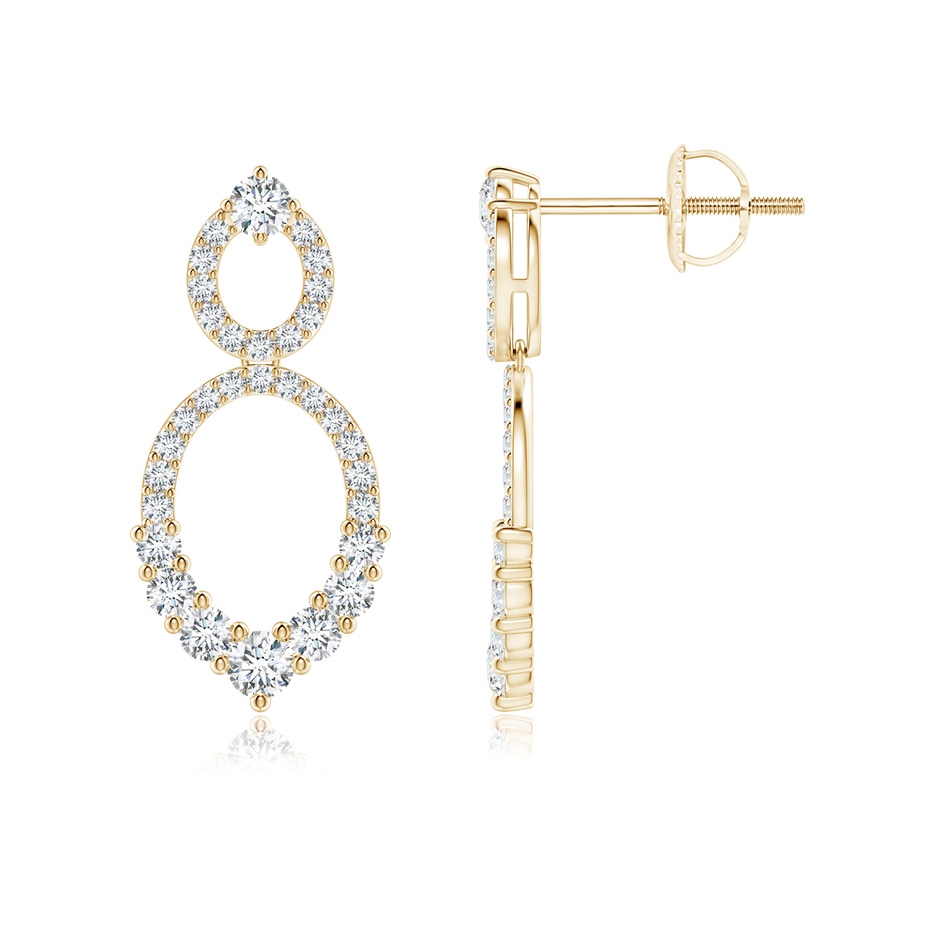 2.3mm GVS2 Double Oval Diamond Drop Earrings in Yellow Gold 