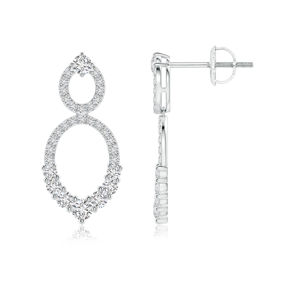 2.3mm HSI2 Double Oval Diamond Drop Earrings in White Gold 