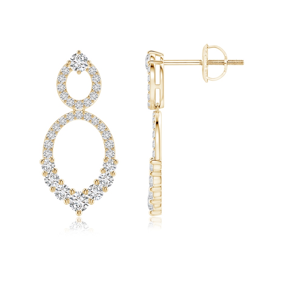 2.3mm HSI2 Double Oval Diamond Drop Earrings in Yellow Gold 