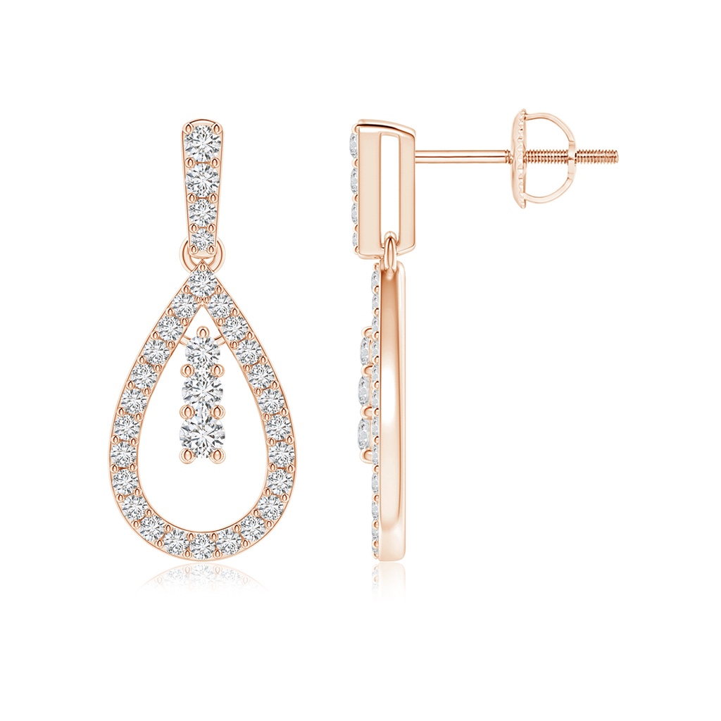 2mm HSI2 Diamond Teardrop Earrings with Graduated Accents in Rose Gold 