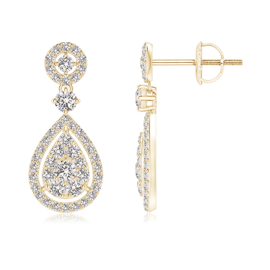 2.1mm IJI1I2 Diamond Pear-Shaped Cluster Halo Drop Earrings in Yellow Gold 
