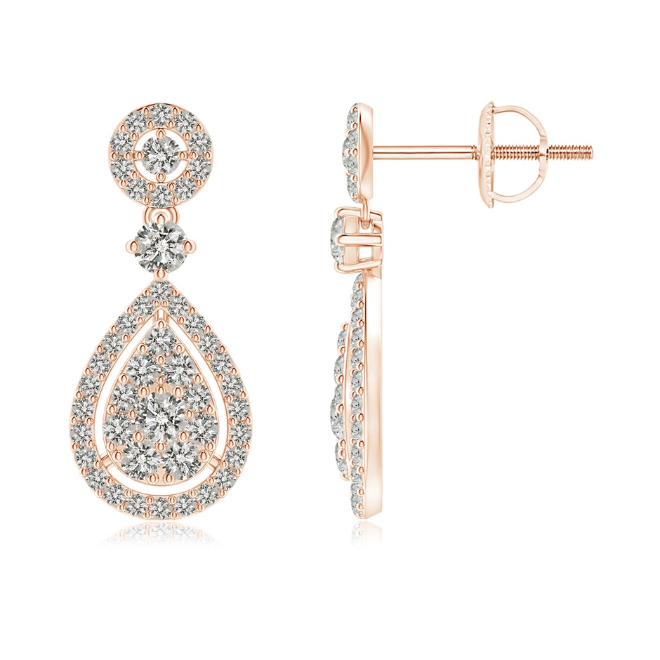 2.1mm KI3 Diamond Pear-Shaped Cluster Halo Drop Earrings in Rose Gold 