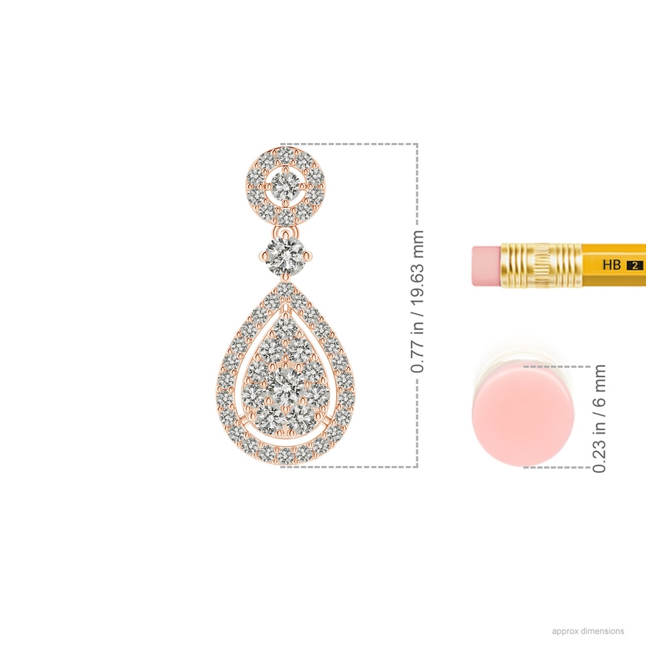 2.1mm KI3 Diamond Pear-Shaped Cluster Halo Drop Earrings in Rose Gold ruler