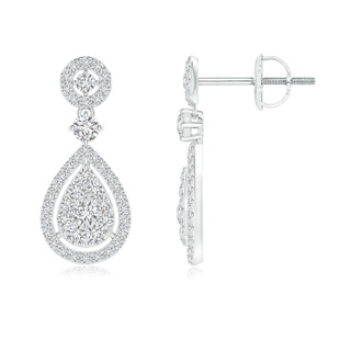 2mm HSI2 Diamond Pear-Shaped Cluster Halo Drop Earrings in White Gold