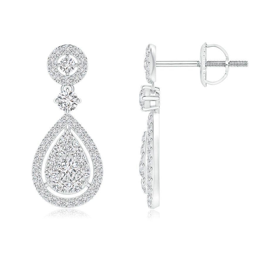2mm HSI2 Diamond Pear-Shaped Cluster Halo Drop Earrings in White Gold 