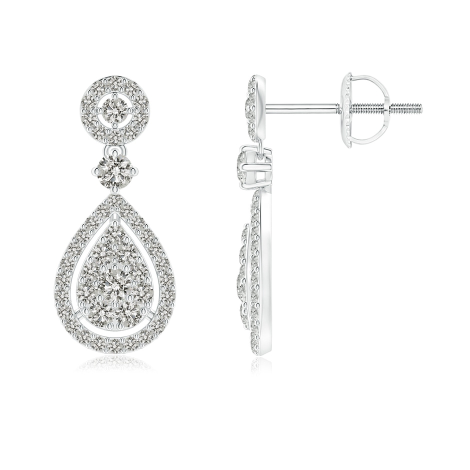2mm KI3 Diamond Pear-Shaped Cluster Halo Drop Earrings in White Gold 