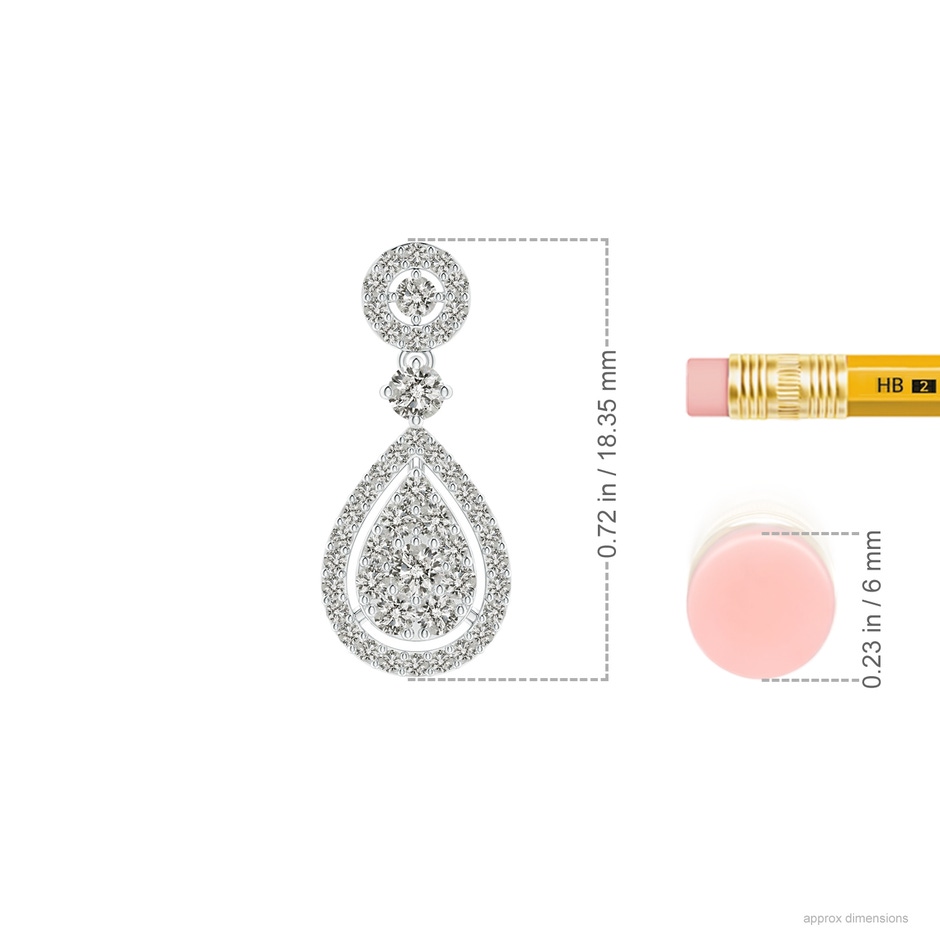 2mm KI3 Diamond Pear-Shaped Cluster Halo Drop Earrings in White Gold ruler