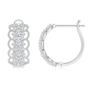 1.5mm GVS2 Art Deco Inspired Diamond Lace Pattern Hoop Earrings in P950 Platinum