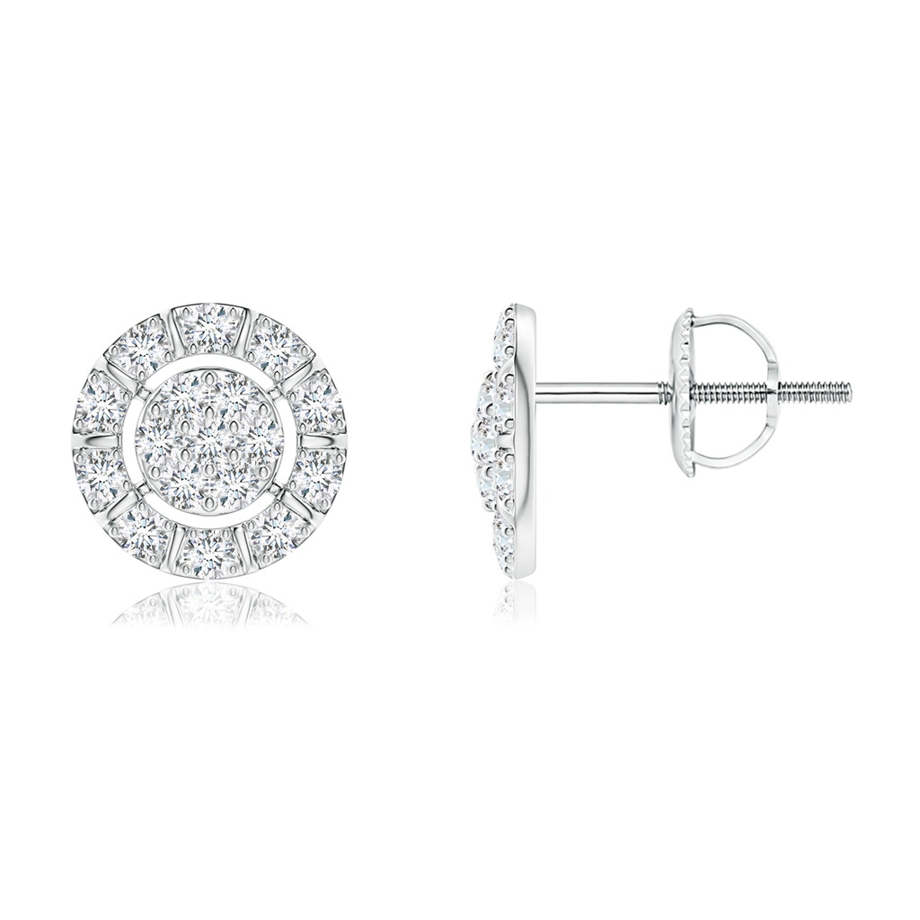 1.55mm GVS2 Diamond Clustre Stud Earrings with Halo in White Gold