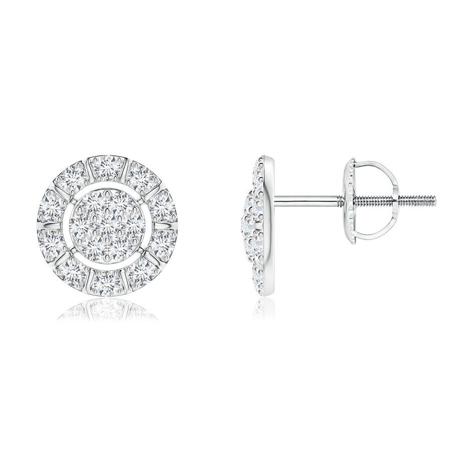 1.55mm GVS2 Diamond Clustre Stud Earrings with Halo in White Gold 