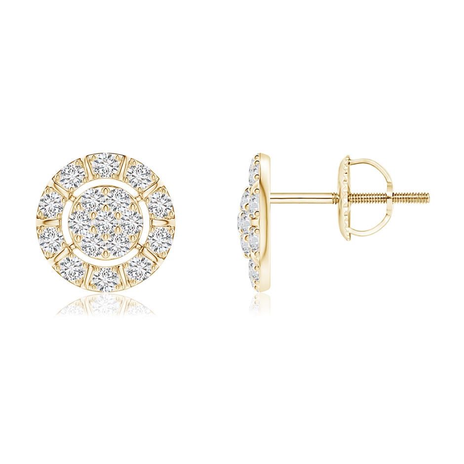 1.55mm HSI2 Diamond Clustre Stud Earrings with Halo in 10K Yellow Gold 