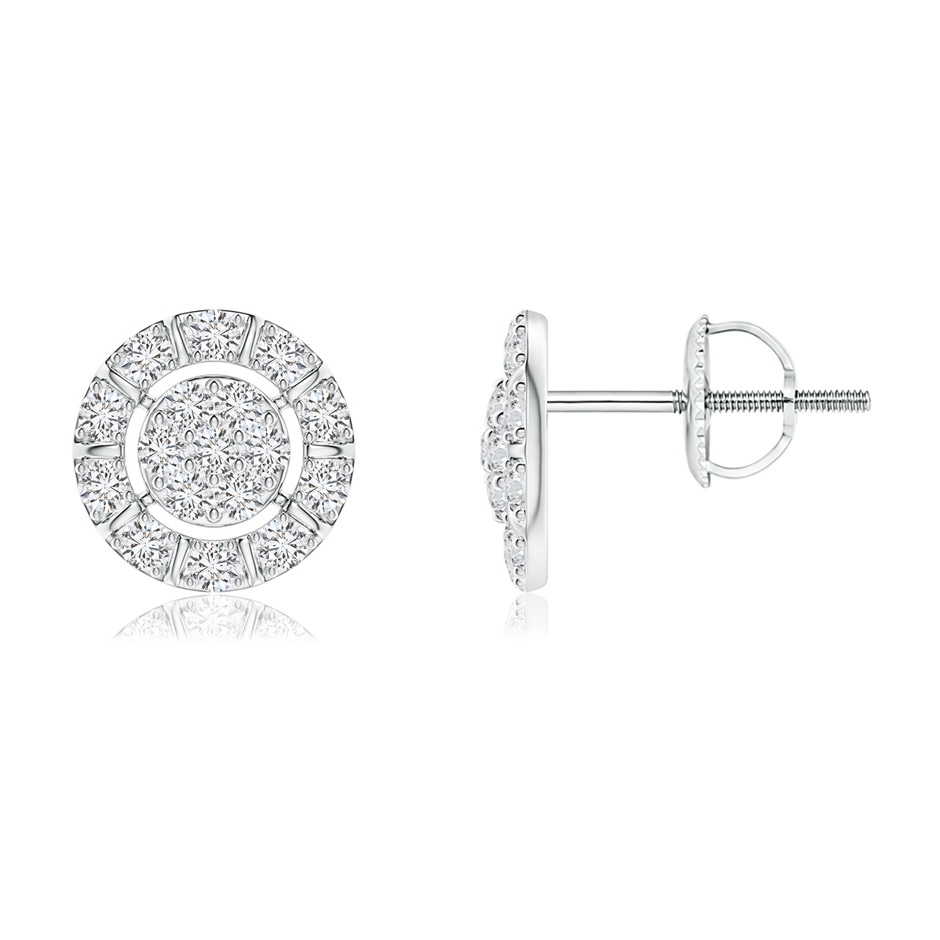 1.55mm HSI2 Diamond Clustre Stud Earrings with Halo in White Gold 