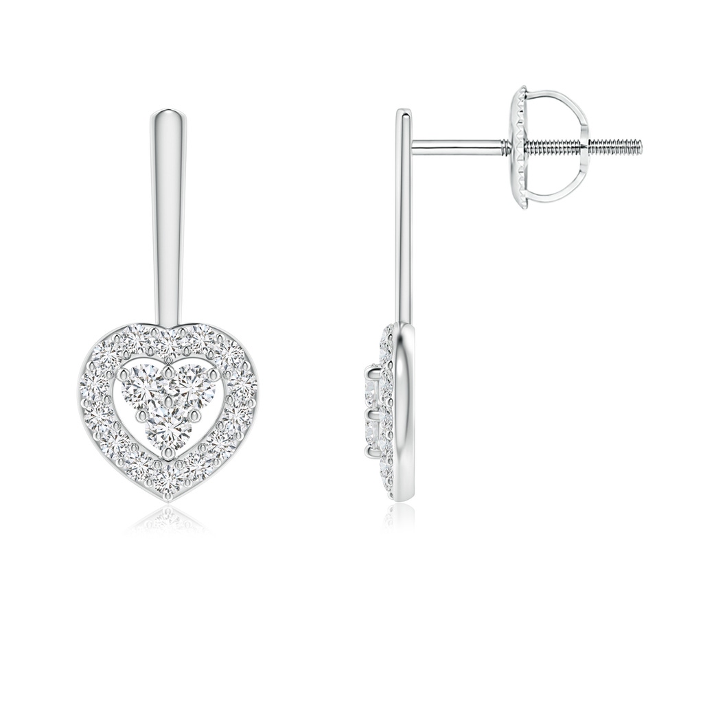 1.8mm HSI2 Round Diamond Heart Halo Drop Earrings in White Gold 