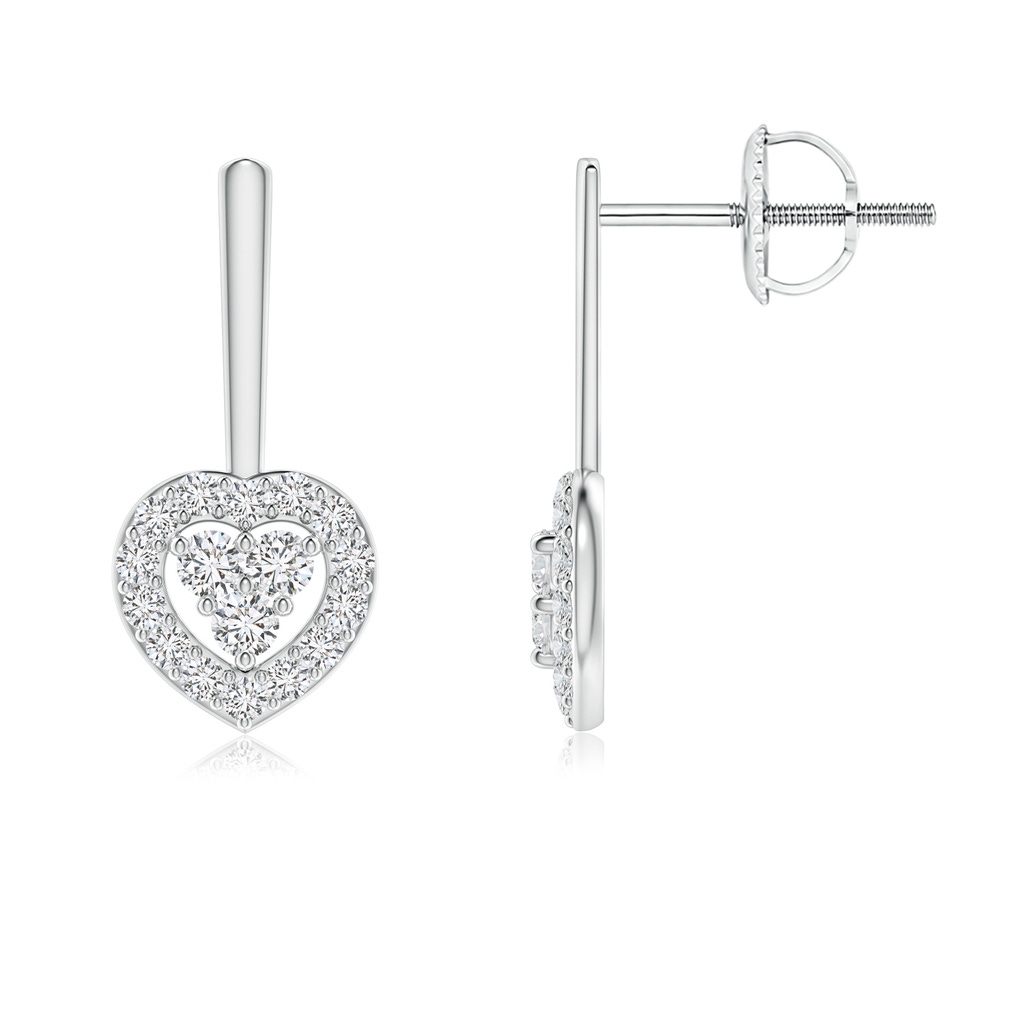 1.8mm HSI2 Round Diamond Heart Halo Drop Earrings in White Gold