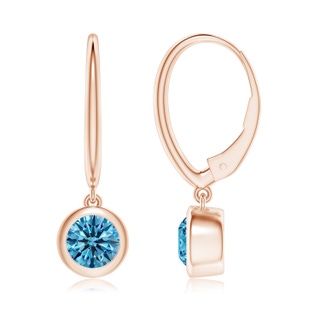 5.1mm AAAA Classic Bezel-Set Round Fancy Intense Blue Diamond Leverback Drop Earrings in Rose Gold