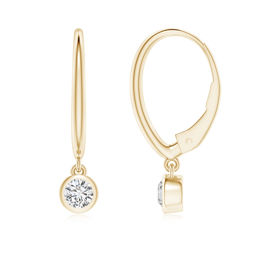 3.2mm HSI2 Classic Bezel-Set Round Diamond Leverback Drop Earrings in Yellow Gold 